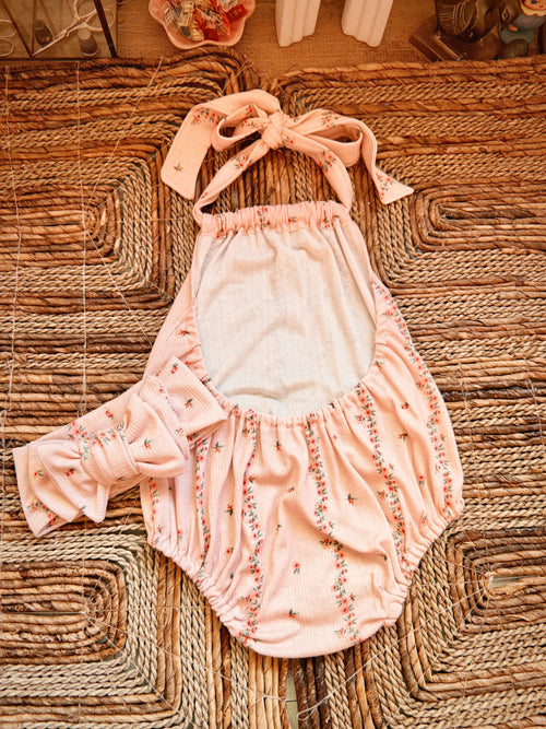 Blush floral Shay romper + Aelin band