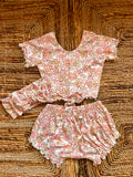 Floral short sleeve Jojo top + Indie bummies + Aelin band