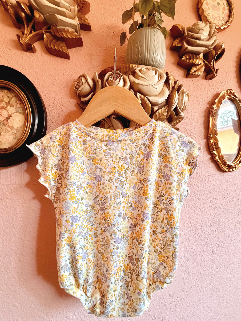 Purple/yellow floral Sofia romper