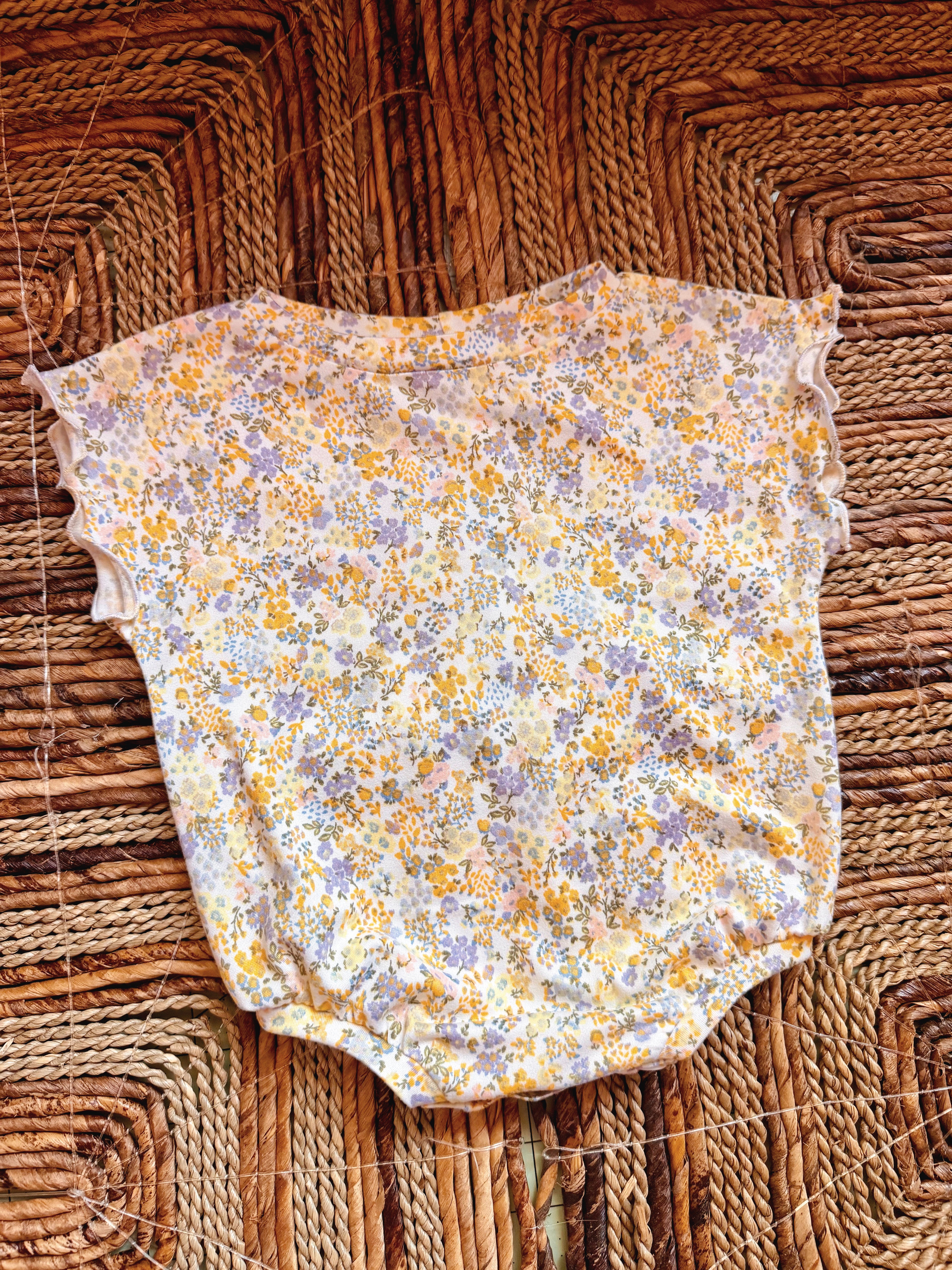 Purple/yellow floral Sofia romper